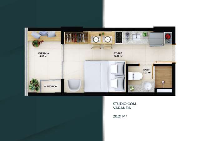 Studio na Ondina, 23m² à venda por R$ 380.000,00