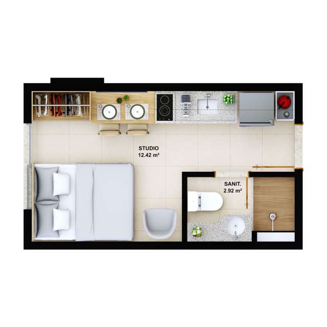 Studio na Ondina EM CONSTRUÇÃO, 15m² à venda por R$ 279.000,00